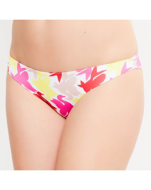Braguitas de bikini de corte alto con estampado multicolor de flor de pluma