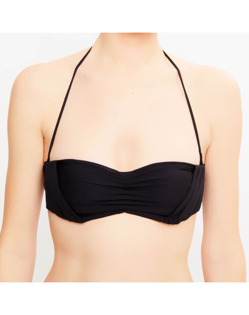 Aqua Drapes schwarzes Bandeau-Bikinioberteil