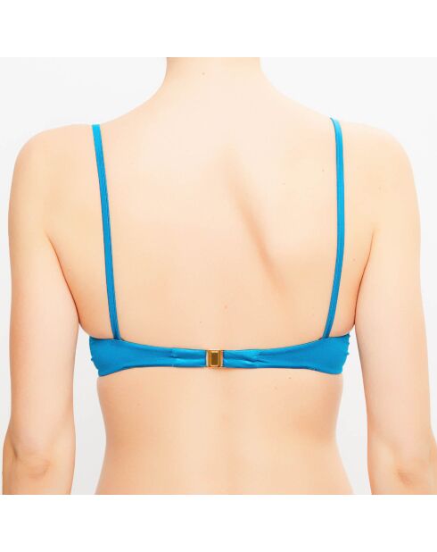 Haut de maillot triangle Beach Nervures bleu