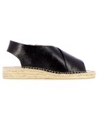 Sandales à semelle tressée noires - Talon 3 cm