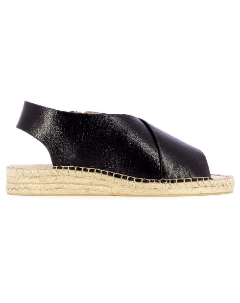 Sandales à semelle tressée noires - Talon 3 cm