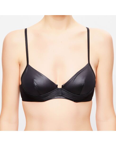 Top bikini a triangolo nero Beach Ribs