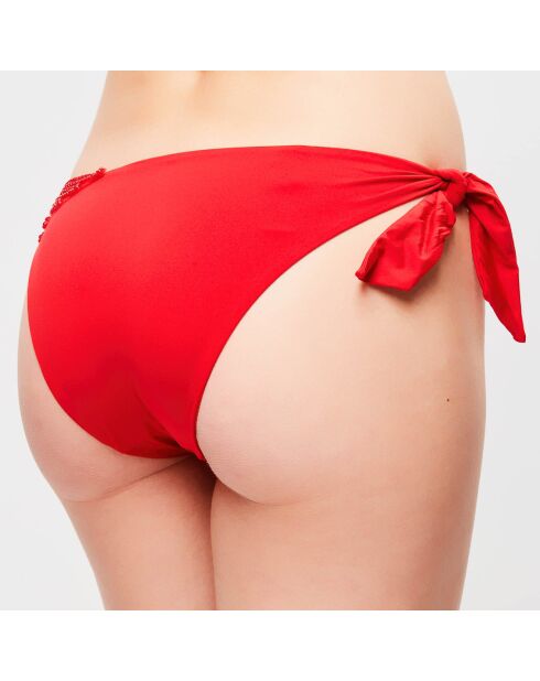 Braguitas de bikini Soutache con corbata roja relucientes