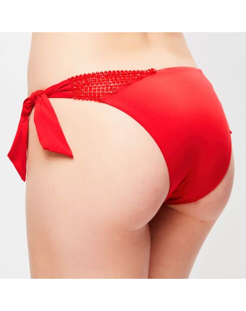 Braguitas de bikini Soutache con corbata roja relucientes