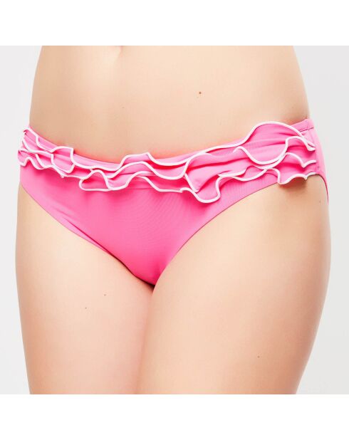 Waves Bikinihose mit Rüschen in Fuchsia/Weiß