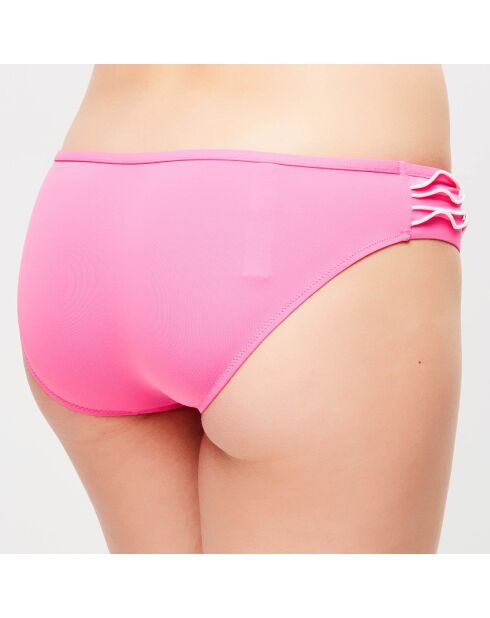 Waves Bikinihose mit Rüschen in Fuchsia/Weiß