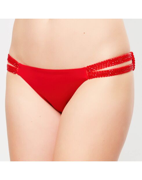 Glimmering Soutache rote Bikinihose mit niedriger Taille
