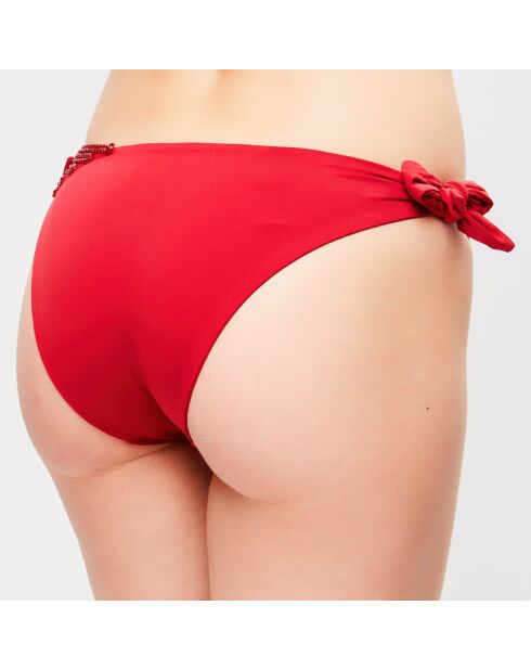 Slip bikini rosso con cravatta Glimmering Soutache