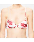 Haut de maillot Fleur de Plume fleuri blanc/rouge