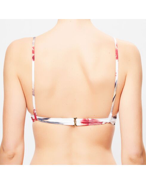 Haut de maillot Fleur de Plume fleuri blanc/rouge