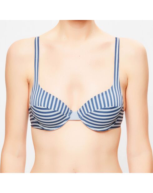 Sailor Stripes blau/grau gestreiftes Bikinioberteil