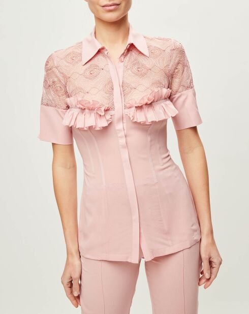 Chemise Elements en Soie mélangée rose/rouge
