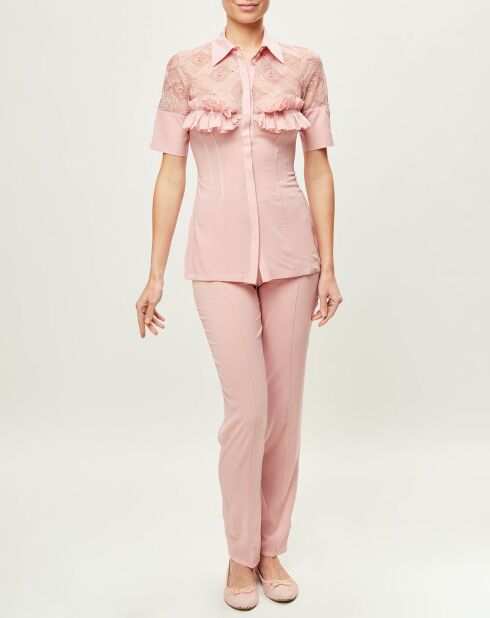 Chemise Elements en Soie mélangée rose/rouge