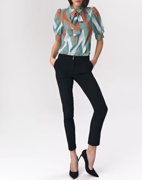 Carla blouse aquagroen/camel