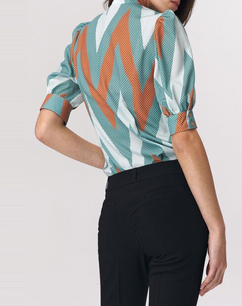 Carla blouse aquagroen/camel