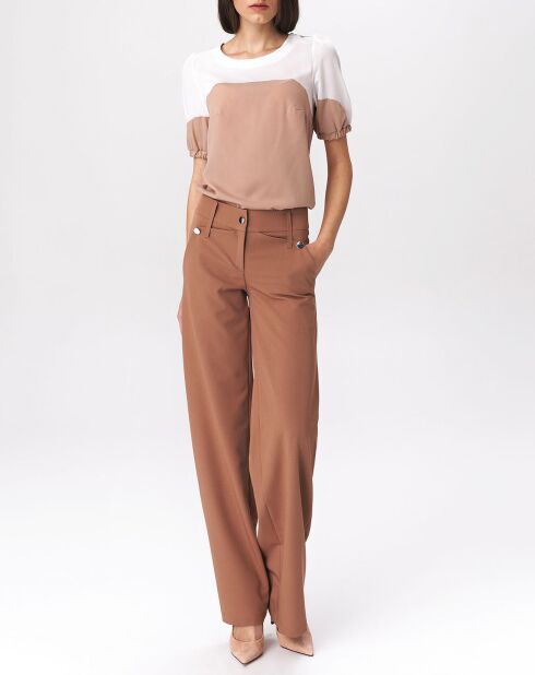 Pantalon evasé uni caramel