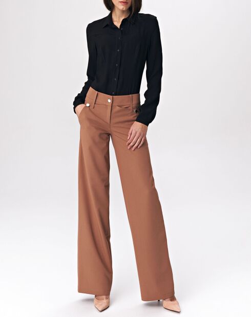 Pantalon evasé uni caramel
