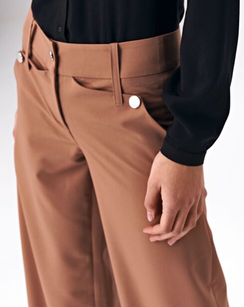 Pantalon evasé uni caramel