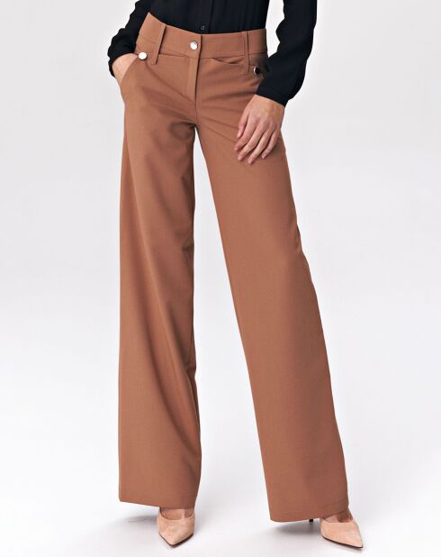 Pantalon evasé uni caramel