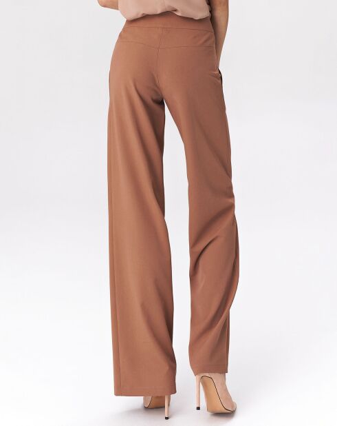 Pantalon evasé uni caramel