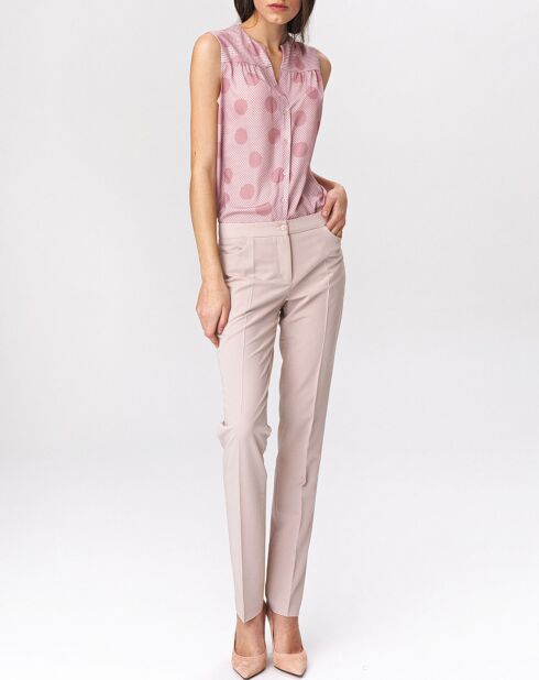 Pantalon droit uni beige