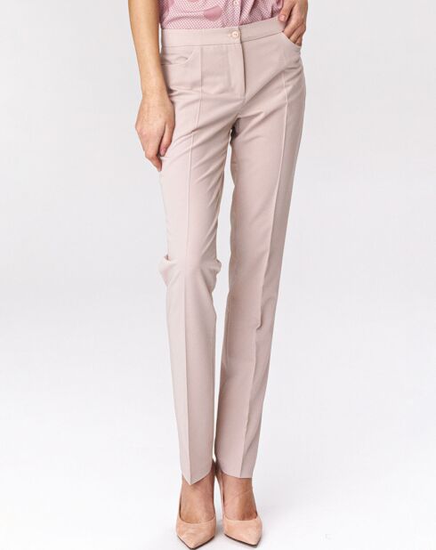 Pantalon droit uni beige