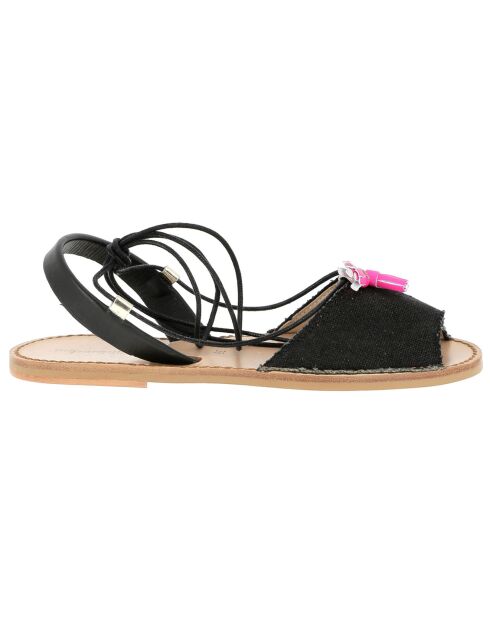 Avarcas de lona y cuero negro ibicenco