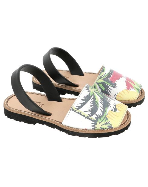 Avarcas in pelle tropicale nera/verde