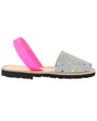Avarcas en Cuir Jean Etoiles denim/rose
