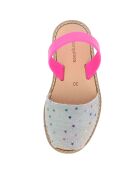 Avarcas en Cuir Jean Etoiles denim/rose