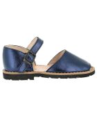 Sandalias de piel metálica azul marino