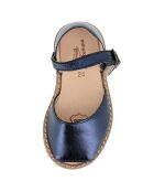 Sandalias de piel metálica azul marino