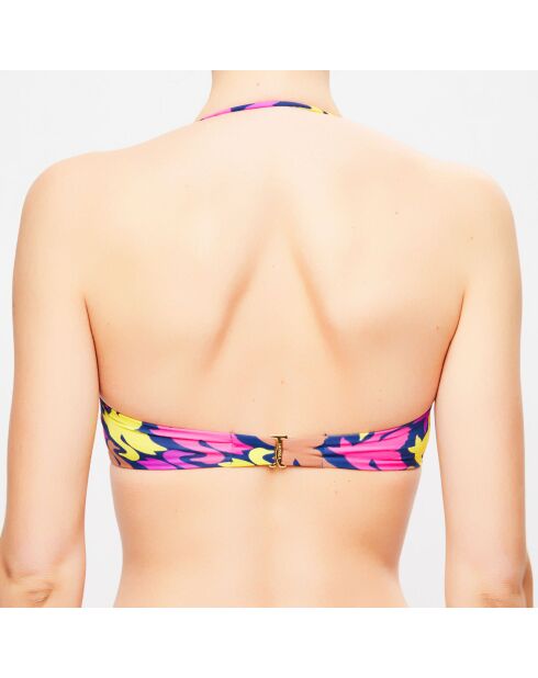 Fleur de Plume bedrukte blauw/veelkleurige bandeau-bikinitop