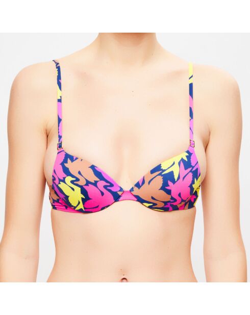 Haut de maillot Fleur de Plume imprimé bleu/multicolore