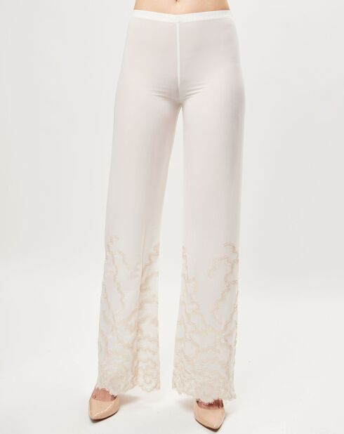 Pantalon en Soie mélangée Crystal Forms blanc cassé