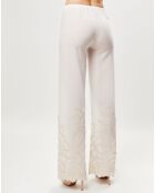 Pantalon en Soie mélangée Crystal Forms blanc cassé