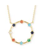 Collier Elena en laiton doré & zircons multicolores