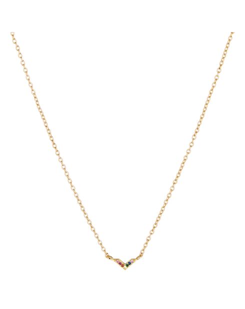 Collier Soline en laiton doré & zircons multicolores