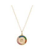 Collier Jade en laiton doré & zircons multicolores