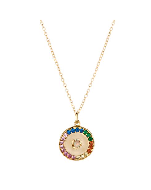 Collier Jade en laiton doré & zircons multicolores