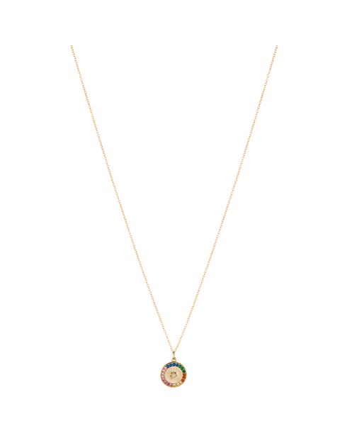 Collier Jade en laiton doré & zircons multicolores