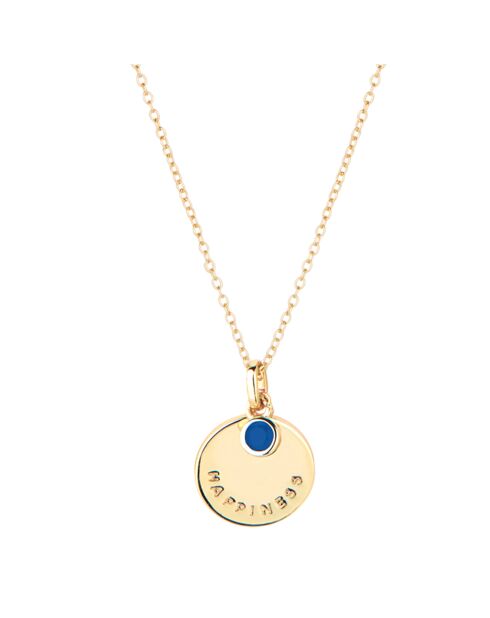 Collier Hortense en laiton doré & zircon bleu