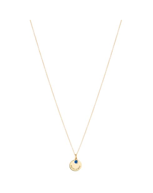 Collier Hortense en laiton doré & zircon bleu