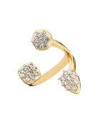 Verstellbarer Ring Aya aus Goldmessing und Zirkonen