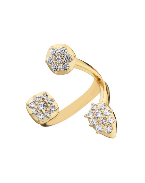 Verstellbarer Ring Aya aus Goldmessing und Zirkonen