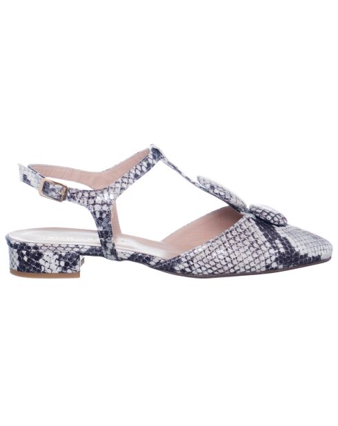 Slingback Pitone Python in pelle grigio chiaro