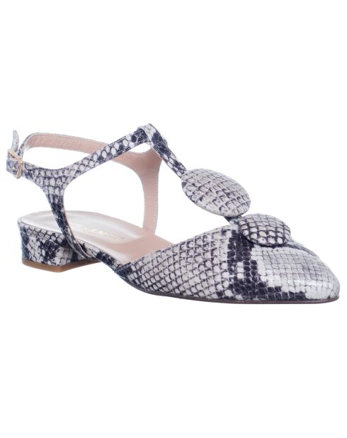 Slingback Pitone Python in pelle grigio chiaro