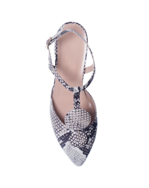 Slingback Pitone Python in pelle grigio chiaro