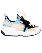 Baskets en Cuir Berlin beige/bleu/noir- Talon 5 cm
