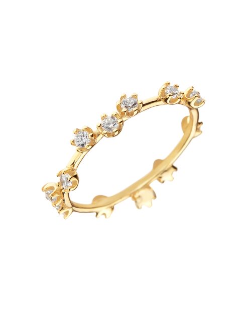 Anillo Jasmina en plata dorada y circonitas